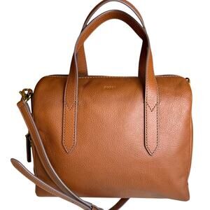 Fossil Brand Leather Sydney Satchel Bag Medium Brown
